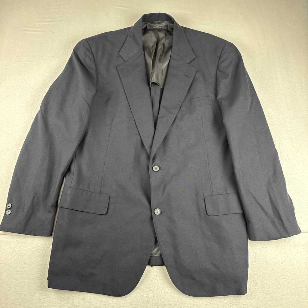 VTG Brooks Brothers Mens Dark Navy Blazer Suit Jacket 46L Made in USA Wool